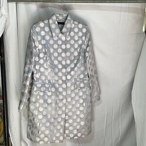 Context 10 silver grey silk satin polka dot lined fitted stroller coat guc